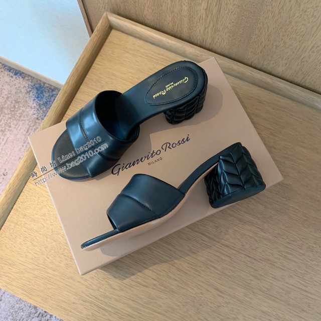 Gianvito Rossi專櫃款中跟拖鞋 定制羊皮女士拖鞋 dx3590